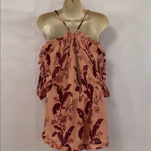 NWT TOPSHOP FLORAL ROMPER COLD SHOULDER SIZE M - Picture 7 of 8